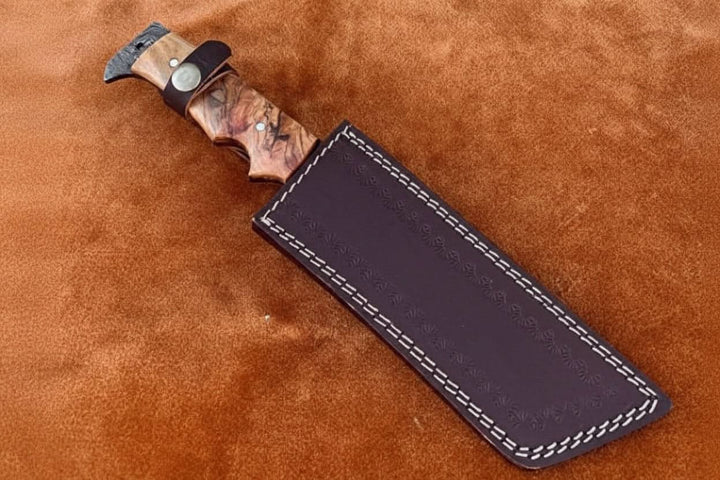 Hunting Knife Hunting 12" Tanto Knife with Olive Wood Handle with Sheath handmade by JW SteelCrafts