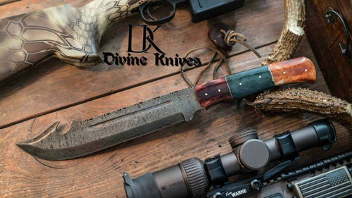 Damascus Steel  butchers daughter Knife With amazing  Colour Bone Handle DK-0079