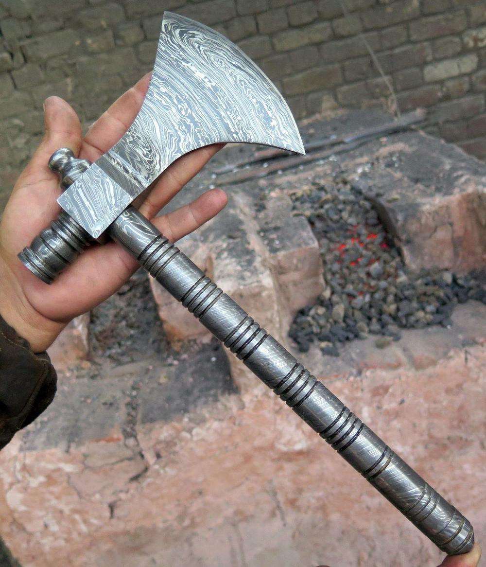 Custom hand made full Damascus tomahawk axe