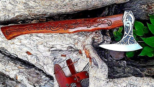 Beautiful handmade steel axe with beautiful handle