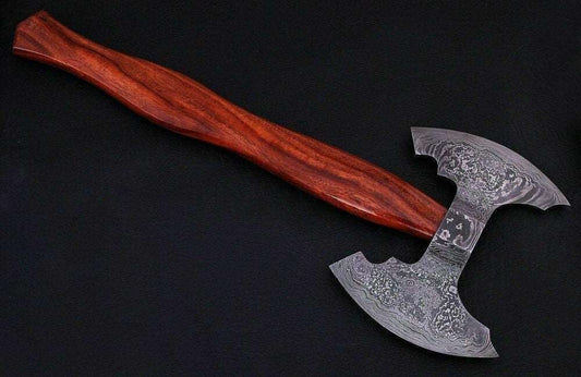 Best Medieval Hand Forged Damascus Steel Double Hatchet Hawks Tomahawk