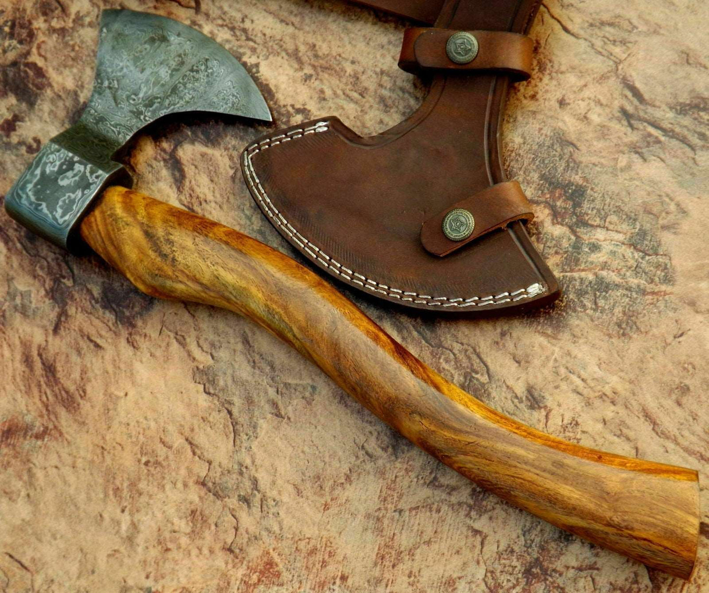 Custom Handmade Damascus Steel Tomahawk Hatchet Axe