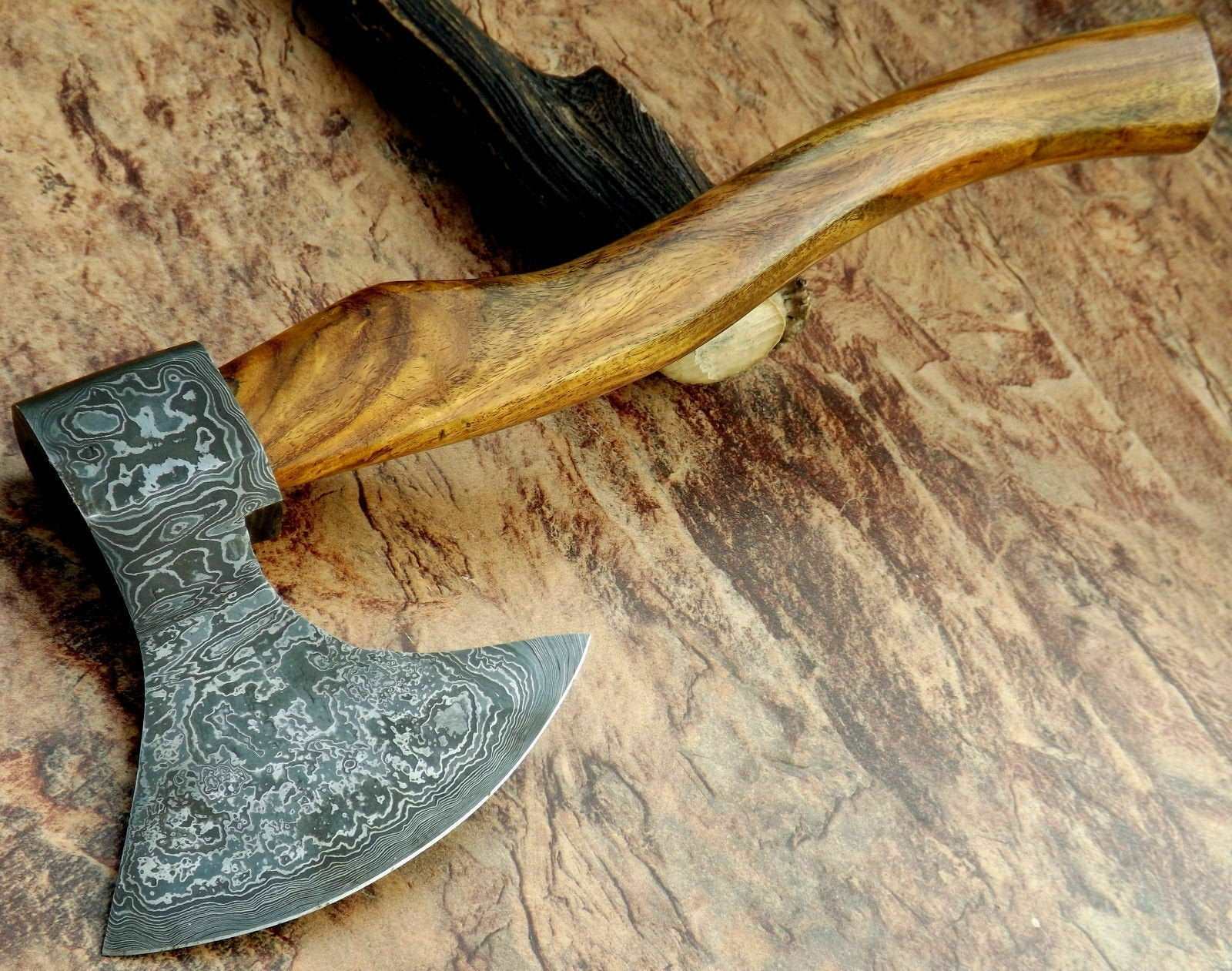Custom Handmade Damascus Steel Tomahawk Hatchet Axe