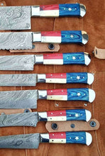 Load image into Gallery viewer, Custom Made Damascus American 7 Pieces Kitchen Knives set/Perfect Gift