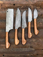 Load image into Gallery viewer, Custom Handmade Damascus steel chef knives set