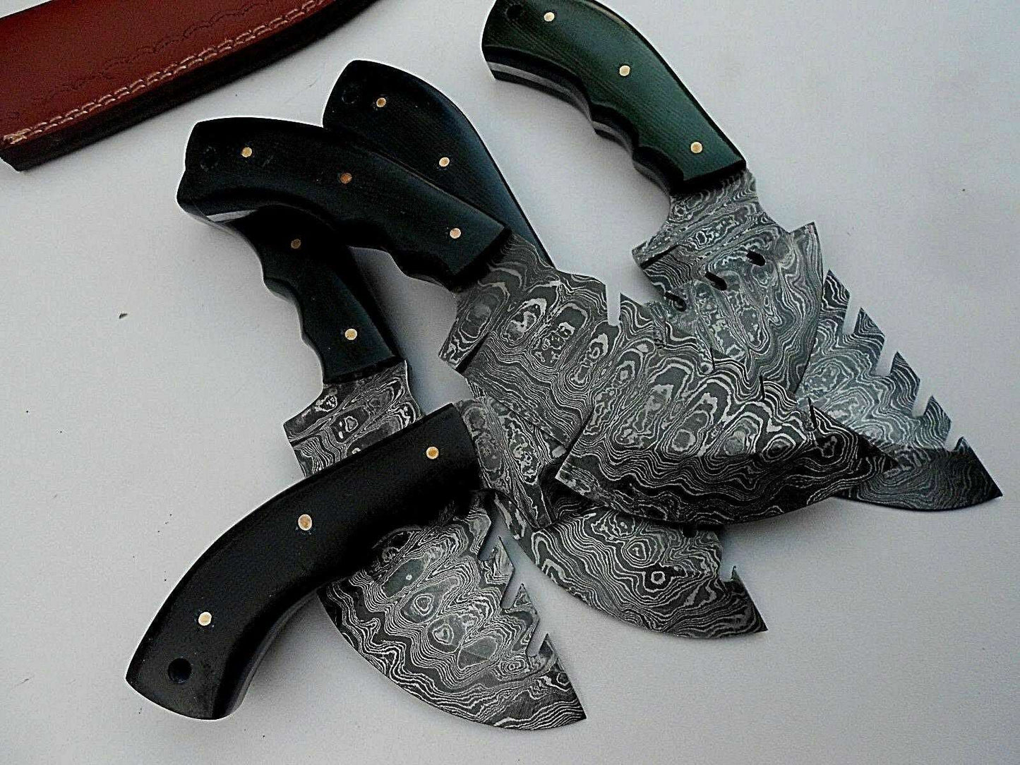 custom hand made damascus steel hunting knives traker lot of 5 DK-0301