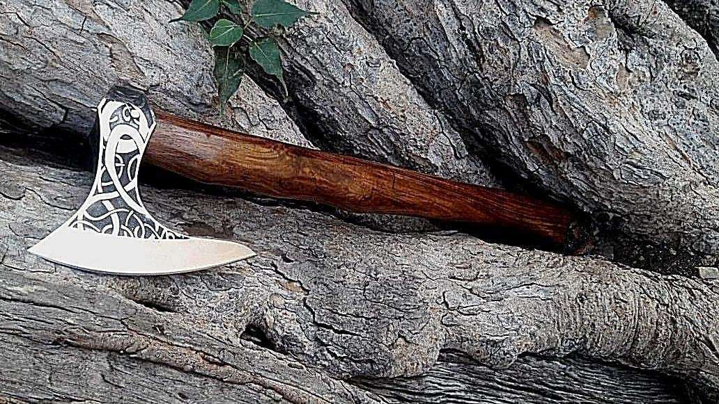 Beautiful handmade steel axe with beautiful handle