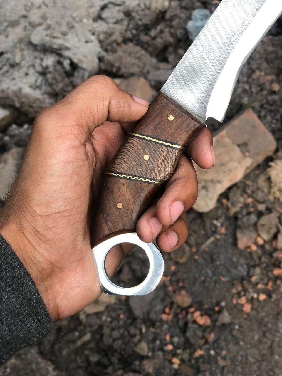 Custom Handmade Stainless Steel hunting knife leather sheath BM-0096