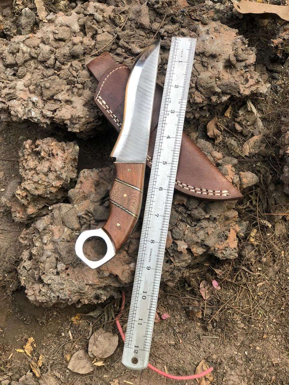 Custom Handmade Stainless Steel hunting knife leather sheath BM-0096