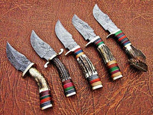 Load image into Gallery viewer, Custom Handmade Bowie Knife Damascus Steel with Deer Horn DK-047