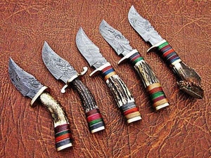 Custom Handmade Bowie Knife Damascus Steel with Deer Horn DK-047