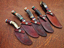 Load image into Gallery viewer, Custom Handmade Bowie Knife Damascus Steel with Deer Horn DK-047