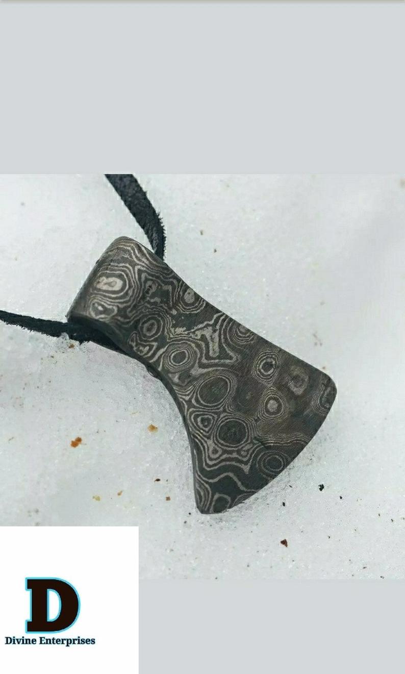 Custom Handmade Damascus Steel Viking Axe Pendant / Perfect gift DE-0011