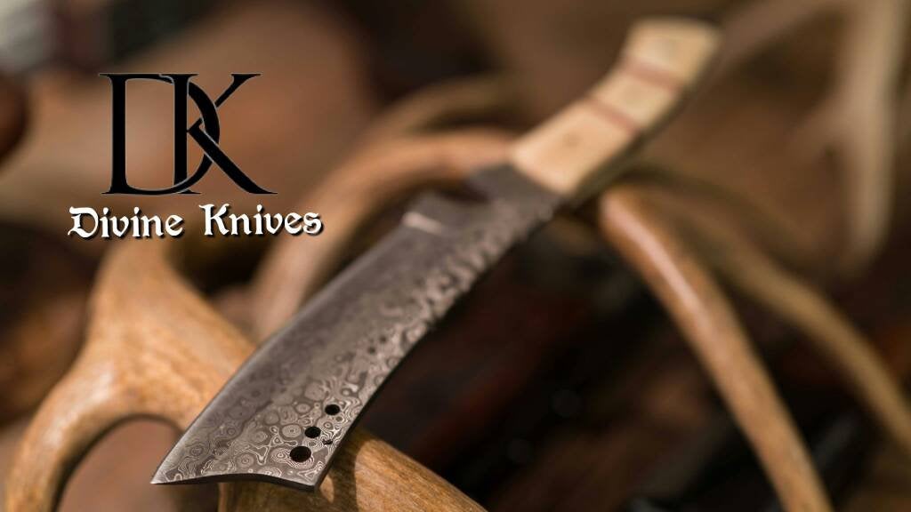 DK-0076 Damascus Steel razor cleaver Full tang Knife With Bone Handle
