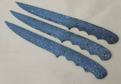 Custom Handmade Damascus Steel Full Tang Fillet Knives Blank Blades Lot of 3 Blades DK-0087