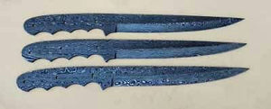 Custom Handmade Damascus Steel Full Tang Fillet Knives Blank Blades Lot of 3 Blades DK-0087