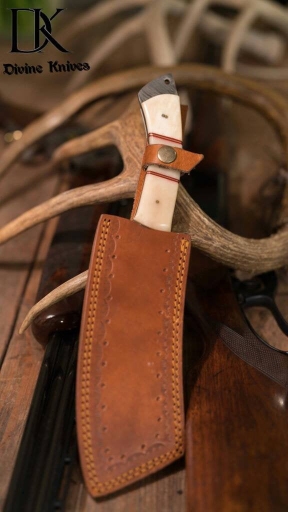 DK-0076 Damascus Steel razor cleaver Full tang Knife With Bone Handle