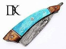 Load image into Gallery viewer, Custom Made Damascus Steel Straight Razor Knife / Shaving Razor DK-0059.
