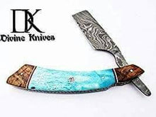 Load image into Gallery viewer, Custom Made Damascus Steel Straight Razor Knife / Shaving Razor DK-0059.