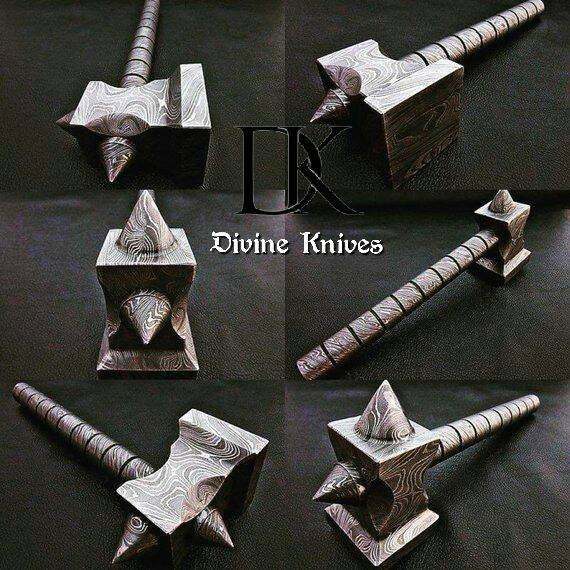 custom hand made Damascus steel hammer DK-0081
