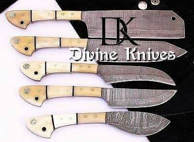 EST Custom Handmade Damascus Steel Beautiful 5Pcs. Kitch DK-0011