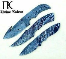 Load image into Gallery viewer, Handmade Damascus Steel Blank Blade Skinner Knife - Lot of 3/ For Knife Making DK-0031.
