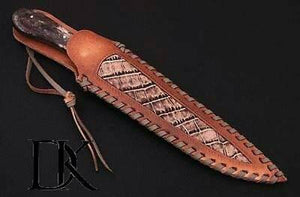 Custom Handmade Damascus Steel Boning Knife With Colour Bone Handle  with Leather Sheath DK-0045