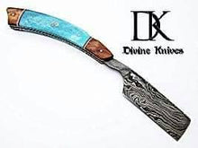 Load image into Gallery viewer, Custom Made Damascus Steel Straight Razor Knife / Shaving Razor DK-0059.