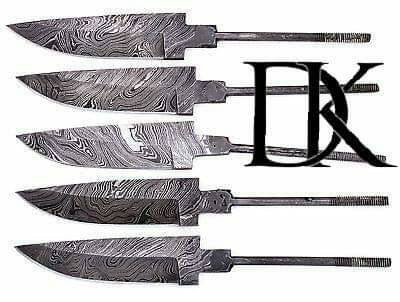 5 Pieces Custom Handmade Damascus Steel Blank Blades / Knife Making Unready Blades /Hunting Knives DK-0146