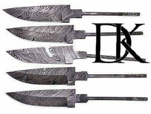 Load image into Gallery viewer, 5 Pieces Custom Handmade Damascus Steel Blank Blades / Knife Making Unready Blades /Hunting Knives DK-0146
