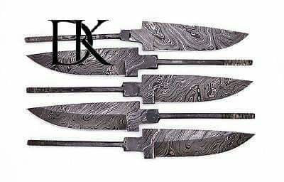 5 Pieces Custom Handmade Damascus Steel Blank Blades / Knife Making Unready Blades /Hunting Knives DK-0146