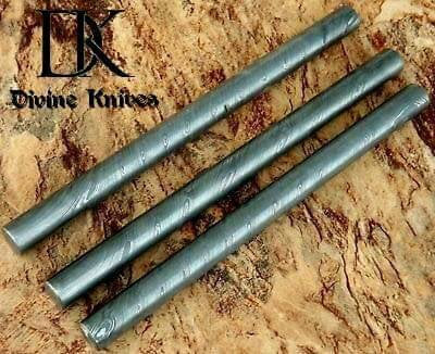 Handmade Damascus Steel Forged Rod 25mm Billet Twist Patter nDK-0166 3 Pieces/ For Making Jewelery/ Rings and Guards