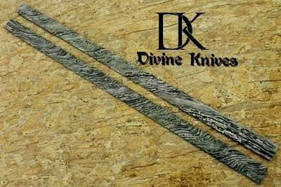 Handmade Damascus Steel 27 Inches Forged Billets Pair - Fire Storm Pattern /Raw Materials for Knife Making DK-0169