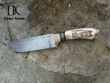 Load image into Gallery viewer, Damascus Steel Hunting knife / Pet Animal Lover Knife DK-0064