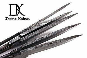 5 Pieces Custom Handmade Damascus Steel Blank Blades / Knife Making Unready Blades /Hunting Knives DK-0146
