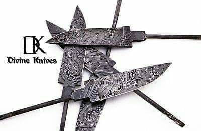 5 Pieces Custom Handmade Damascus Steel Blank Blades / Knife Making Unready Blades /Hunting Knives DK-0146