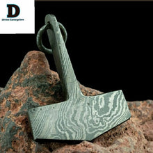 Load image into Gallery viewer, DE-0015 Custom Handmade Damascus steel Viking pendant /Thor Hammer Pendant/Jewellery