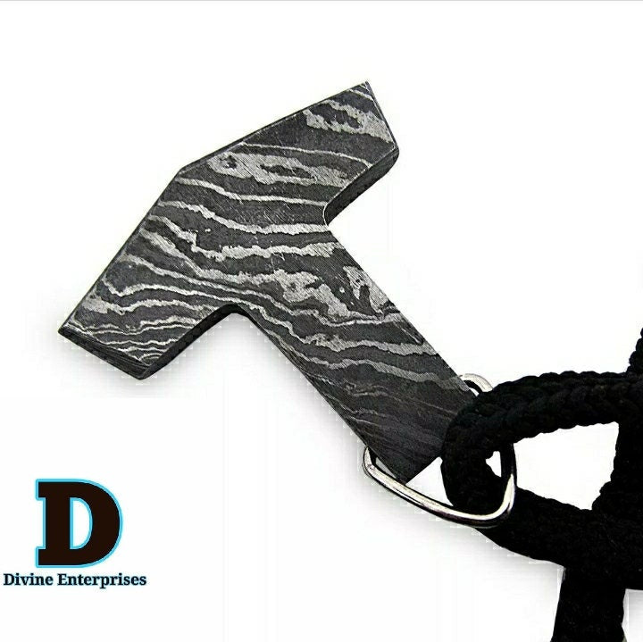 DE-0014 Custom Handmade Damascus steel Viking pendant /Thor Hammer Pendant/Jeweller