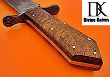 Load image into Gallery viewer, Custom Handmade 15.00 Inches Damascus Steel Bowie Knife – Exotic Rose Wood Handle with Damascus Steel Guard DK-172