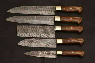 Beautiful Custom Made Damascus Steel Chef Knives Set/Perfect Gift