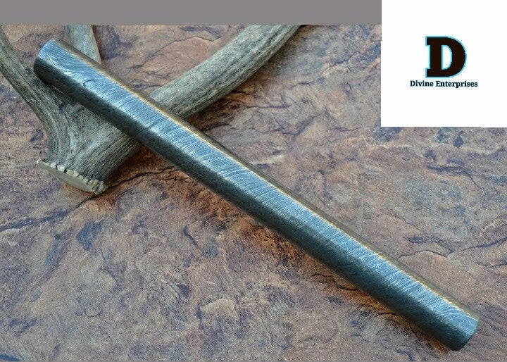 Twisted damascus steel, round billet bar for guard and ring a DE-0016