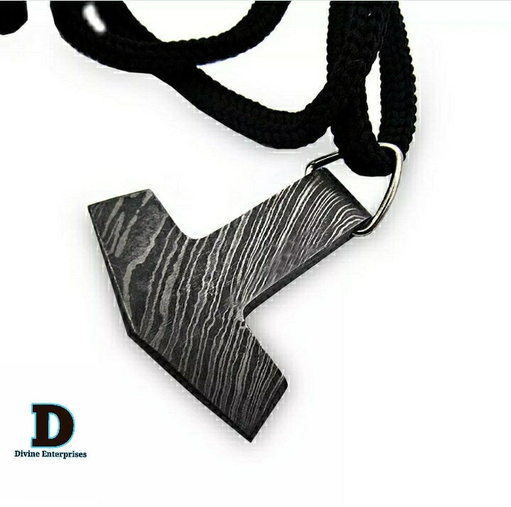DE-0014 Custom Handmade Damascus steel Viking pendant /Thor Hammer Pendant/Jeweller