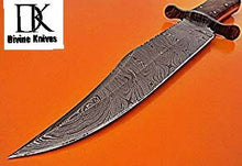Load image into Gallery viewer, Custom Handmade 15.00 Inches Damascus Steel Bowie Knife – Exotic Rose Wood Handle with Damascus Steel Guard DK-172