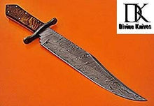 Load image into Gallery viewer, Custom Handmade 15.00 Inches Damascus Steel Bowie Knife – Exotic Rose Wood Handle with Damascus Steel Guard DK-172
