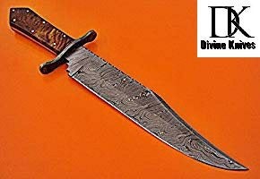 Custom Handmade 15.00 Inches Damascus Steel Bowie Knife – Exotic Rose Wood Handle with Damascus Steel Guard DK-172
