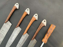 Load image into Gallery viewer, A Beautiful Newly Design Custom Made Damascus Steel Chef Knives Set