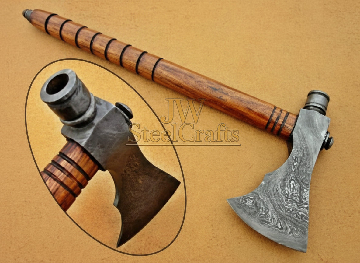 Custom handmade Damascus steel Smoking Axe Limited Edition