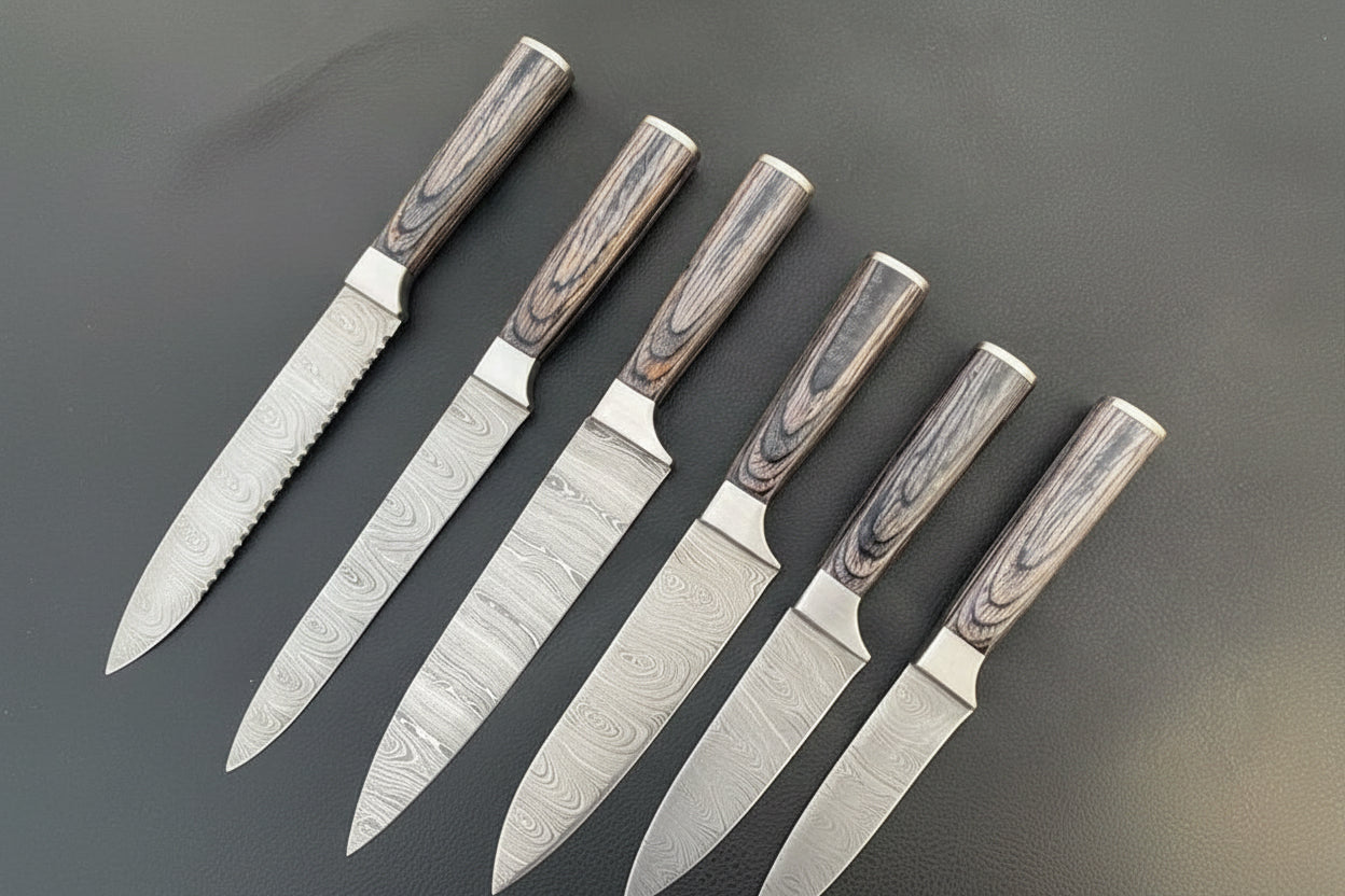 A Beautiful Newly Design Custom Made Damascus Steel Chef Knives Set DK-0392
