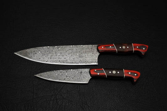 Custom Made Damascus Steel Chef Knife Set 2 pcs DK-0370