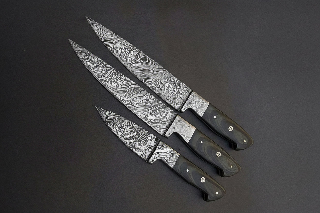 Beautiful Custom Made Forged Damascus Steel Chef knifes DK-0332